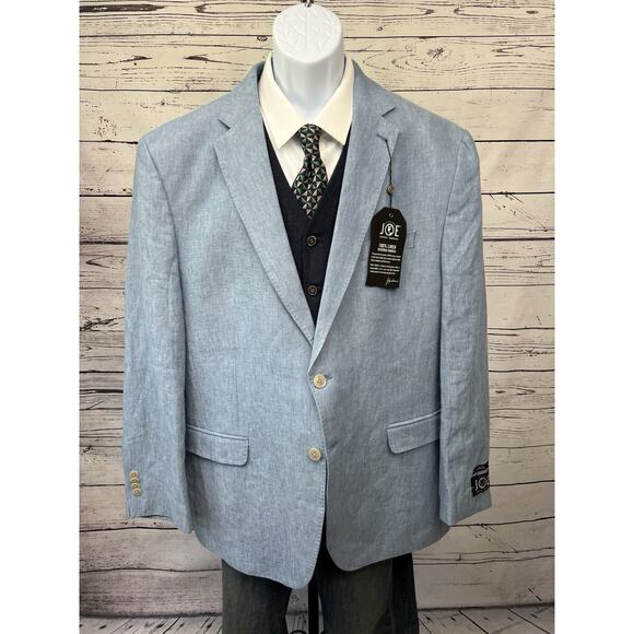 Joseph Abboud 2 Button Linen Blazer Men’s 48R Slim Fit Sport Coat Jacket Blue - Picture 2 of 8